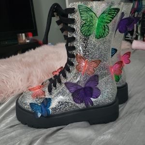 Dolls Kill glitter butterfly boots